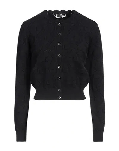 Elisabetta Franchi Woman Cardigan Black Size 8 Viscose, Polyester, Polyamide