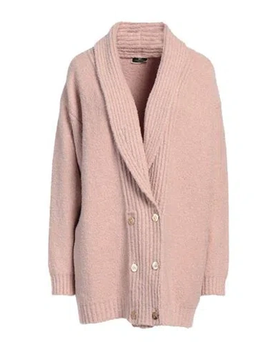 Elisabetta Franchi Woman Cardigan Blush Size 8 Cotton, Polyamide, Elastane In Pink