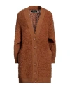 Elisabetta Franchi Woman Cardigan Camel Size 6 Wool, Polyamide In Beige