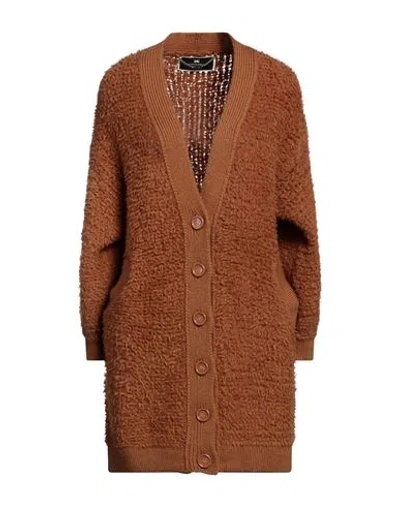 Elisabetta Franchi Woman Cardigan Camel Size 6 Wool, Polyamide In Beige