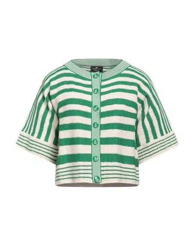 Elisabetta Franchi Woman Cardigan Green Size 6 Cotton, Viscose