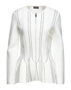 Elisabetta Franchi Crew Neck Peplo Sweater With Front Zip In White