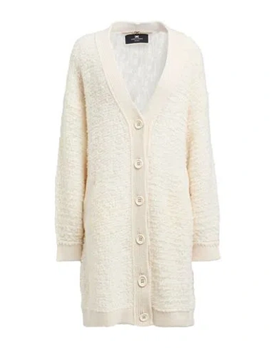 Elisabetta Franchi Woman Cardigan Ivory Size 8 Wool, Polyamide In White
