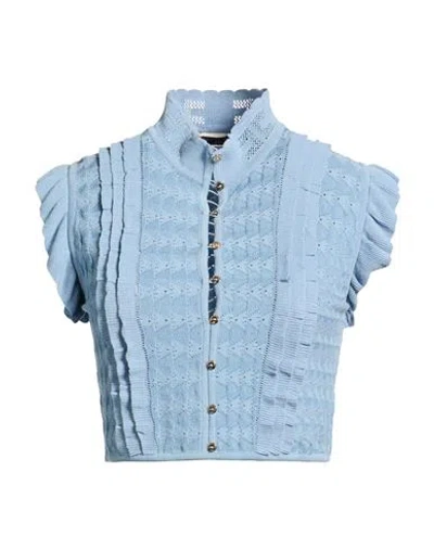Elisabetta Franchi Woman Cardigan Light Blue Size 8 Viscose, Polyester