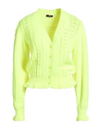 Elisabetta Franchi Woman Cardigan Lime Green Size 12 Acrylic, Alpaca Wool, Polyamide, Polyester