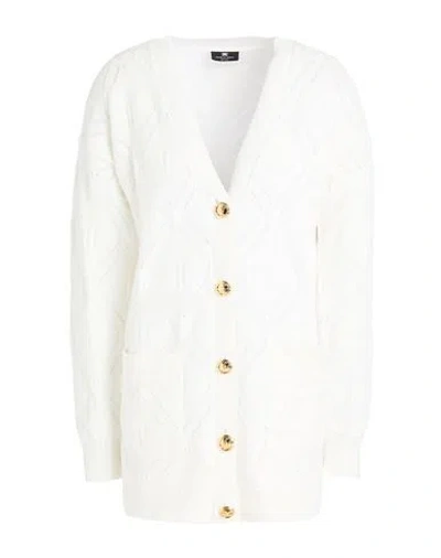 Elisabetta Franchi Woman Cardigan Off White Size 12 Viscose, Polyester, Polyamide