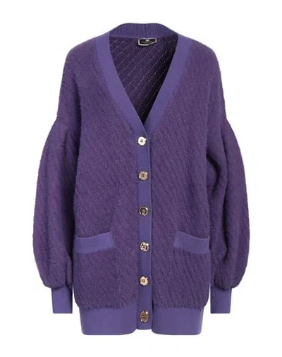Elisabetta Franchi Woman Cardigan Purple Size 8 Polyamide, Wool, Acrylic, Viscose, Polyester