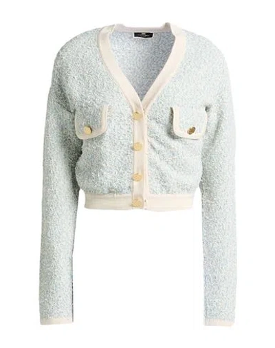 Elisabetta Franchi Woman Cardigan Sky Blue Size 4 Cotton, Polyamide