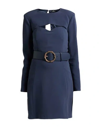 Elisabetta Franchi Woman Mini Dress Slate Blue Size 8 Polyamide, Elastane, Synthetic Fibers