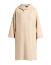 Elisabetta Franchi Woman Coat Beige Size 4 Acrylic, Mohair Wool