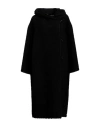 Elisabetta Franchi Woman Coat Black Size 8 Acrylic, Mohair Wool