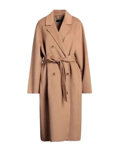 Elisabetta Franchi Woman Coat Camel Size 6 Wool, Cashmere In Brown