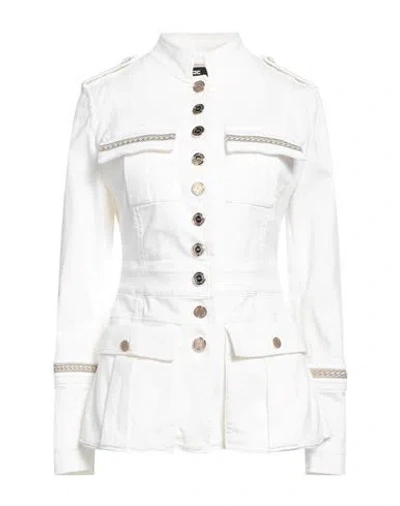 Elisabetta Franchi Denim Safari Jacket With Lurex Details In White