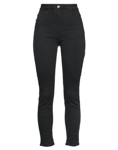 Elisabetta Franchi Woman Denim Pants Black Size 29 Cotton, Elastomultiester, Elastane
