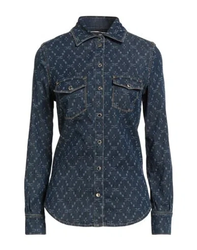 Elisabetta Franchi Woman Denim Shirt Blue Size 6 Cotton, Elastane