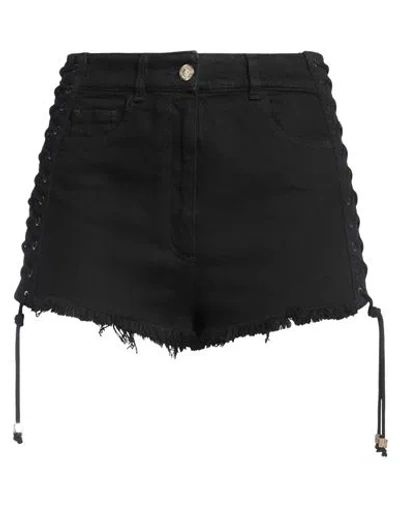Elisabetta Franchi Woman Denim Shorts Black Size 28 Cotton, Elastane
