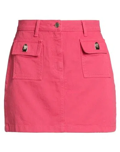 Elisabetta Franchi Woman Denim Skirt Fuchsia Size 6 Cotton, Leather In Pink