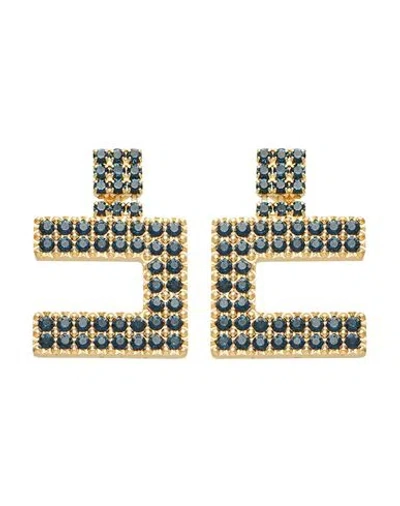 Elisabetta Franchi Woman Earrings Blue Size - Metal