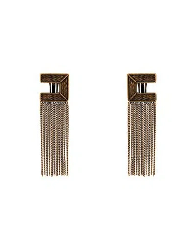 Elisabetta Franchi Woman Earrings Bronze Size - Metal In Yellow