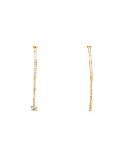 Elisabetta Franchi Woman Earrings Gold Size - Brass, Glass