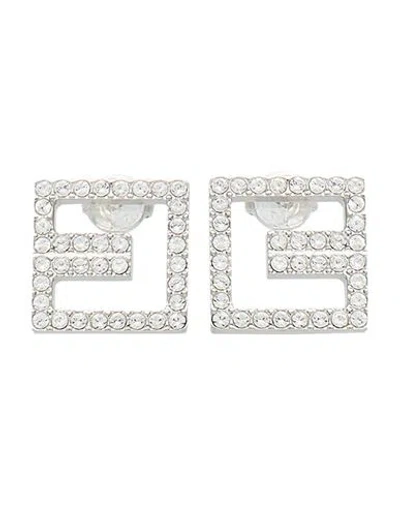 Elisabetta Franchi Woman Earrings Silver Size - Brass, Glass