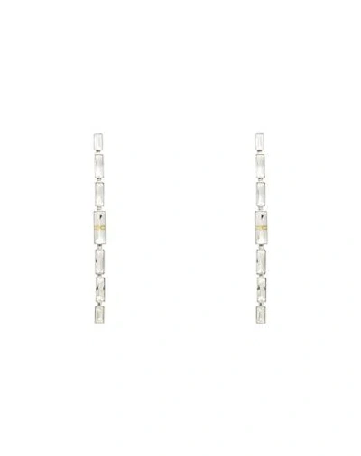 Elisabetta Franchi Woman Earrings Silver Size - Brass, Glass
