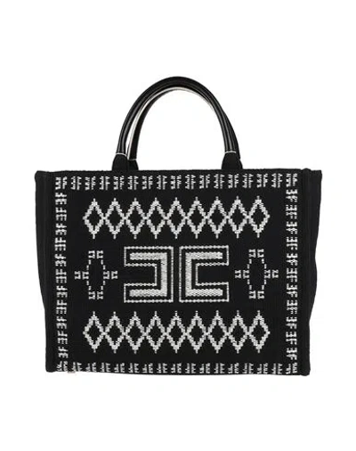 Elisabetta Franchi Woman Handbag Black Size - Cotton, Polyester, Textile Fibers, Acrylic, Polyuretha