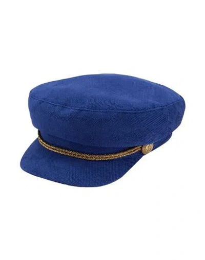 Elisabetta Franchi Woman Hat Blue Size 6 ⅞ Cotton, Viscose, Elastane, Metal
