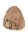 Elisabetta Franchi Woman Hat Camel Size Onesize Virgin Wool, Acrylic, Polyamide, Elastane In Sand