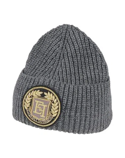 Elisabetta Franchi Woman Hat Grey Size Onesize Virgin Wool, Acrylic, Polyamide, Elastane In Gray
