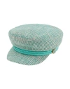 Elisabetta Franchi Woman Hat Turquoise Size 6 ⅞ Cotton, Acrylic, Polyester In Blue