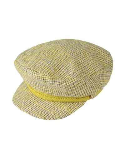 Elisabetta Franchi Woman Hat Yellow Size 7 Cotton, Acrylic, Polyester