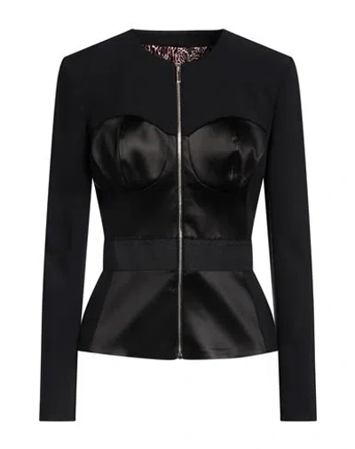 Elisabetta Franchi Woman Jacket Black Size 10 Viscose, Cotton, Polyamide, Elastane, Acetate