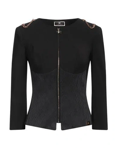 Elisabetta Franchi Woman Jacket Black Size 6 Polyamide, Elastane, Cupro