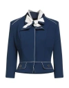 Elisabetta Franchi Woman Jacket Blue Size 10 Polyester, Elastane In Blue