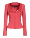 Elisabetta Franchi Woman Jacket Coral Size 4 Polyamide, Elastane, Polyester In Red