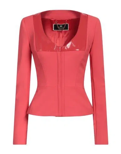 Elisabetta Franchi Woman Jacket Coral Size 4 Polyamide, Elastane, Polyester In Red