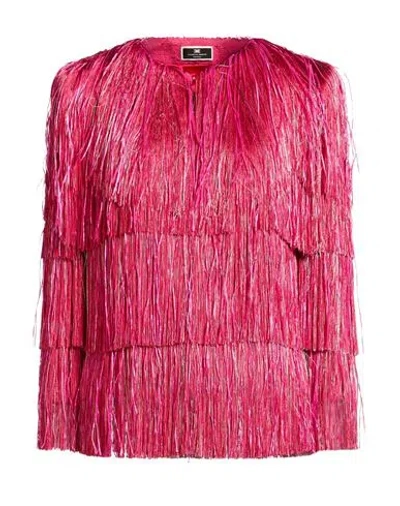 Elisabetta Franchi Woman Jacket Fuchsia Size 6 Cotton, Viscose, Polyamide In Pink