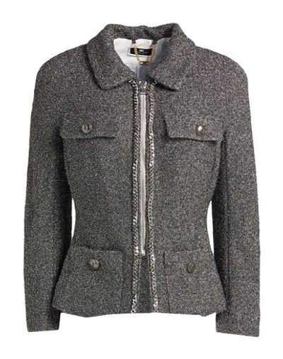 Elisabetta Franchi Woman Jacket Grey Size 8 Viscose, Polyimide, Polyamide, Polyester In Gray