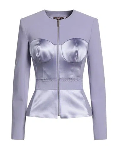 Elisabetta Franchi Woman Jacket Lilac Size 4 Viscose, Cotton, Polyamide, Elastane, Acetate In Purple