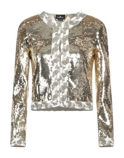 Elisabetta Franchi Woman Jacket Platinum Size 6 Polyester, Plastic In Grey