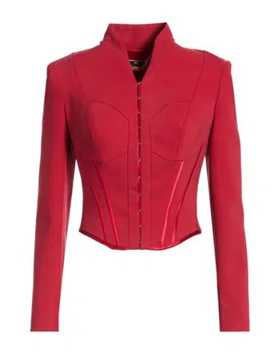 Elisabetta Franchi Woman Jacket Red Size 10 Viscose, Cotton, Polyamide, Elastane