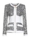 Elisabetta Franchi Woman Jacket Silver Size 8 Polyester, Elastane In Silver