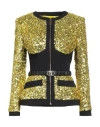 Elisabetta Franchi Woman Jacket Yellow Size 8 Polyester, Elastane In Multi