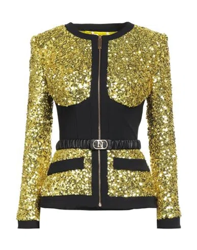 Elisabetta Franchi Woman Jacket Yellow Size 8 Polyester, Elastane In Multi