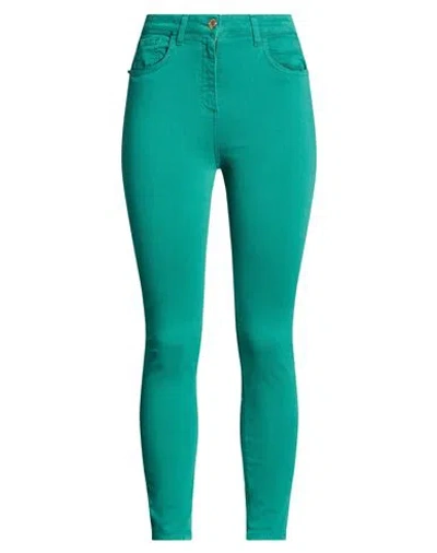 Elisabetta Franchi Woman Jeans Emerald Green Size 27 Cotton, Elastomultiester, Elastane