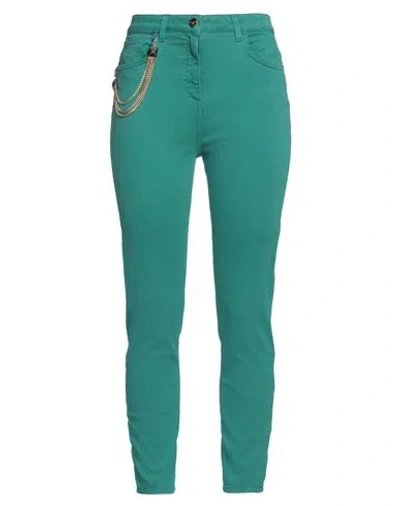 Elisabetta Franchi Woman Jeans Emerald Green Size 32 Cotton, Elastomultiester, Elastane
