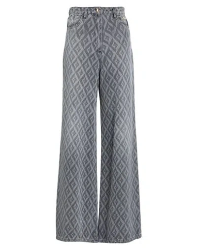 Elisabetta Franchi Woman Jeans Grey Size 30 Cotton In Gray