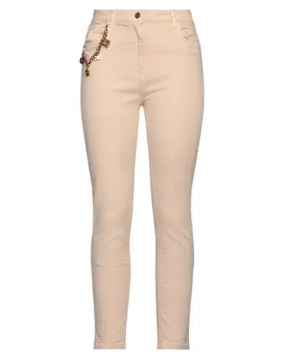 Elisabetta Franchi Woman Jeans Sand Size 30 Cotton, Elastomultiester, Elastane In Beige
