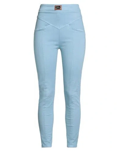 Elisabetta Franchi Woman Jeans Sky Blue Size 26 Cotton, Elastomultiester, Elastane, Metal